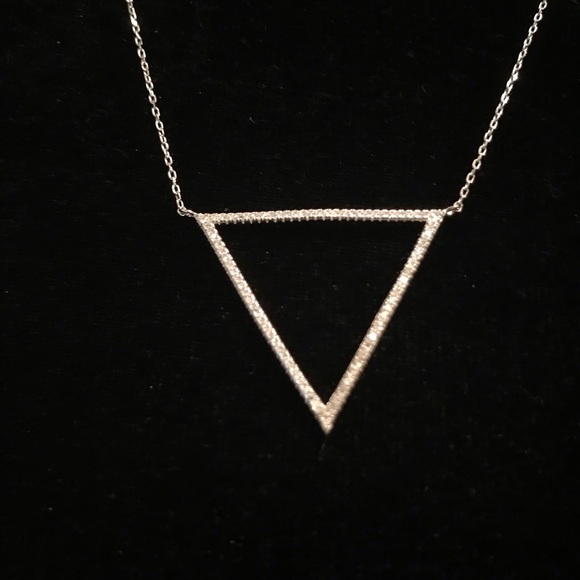 Sterling silver Rhinestone Triangle Necklace - Picture 3 of 4